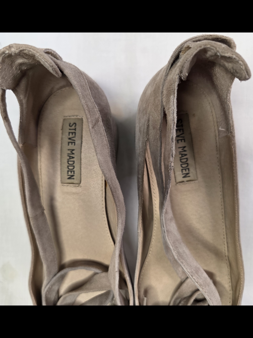 Steve Madden Taupe Suede Lace-Up Ballet Flats